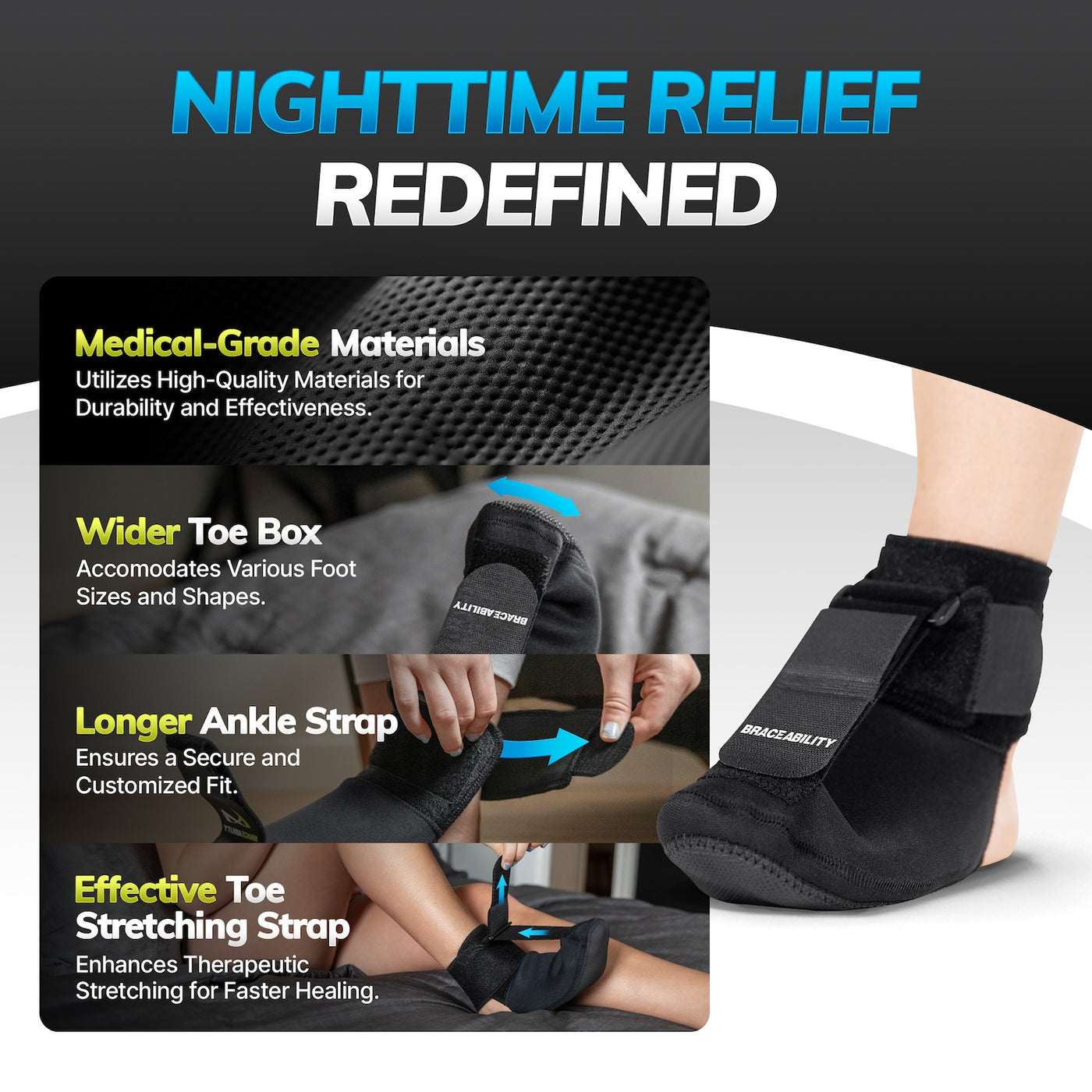 Treat achilles tendonitis with our sleeping support boot