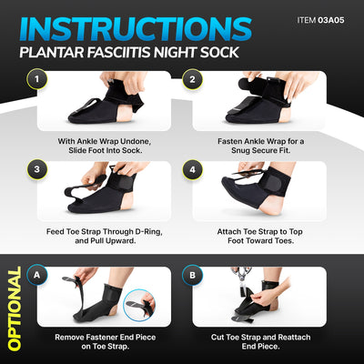 How to put on plantar fasciitis sock instruction sheet