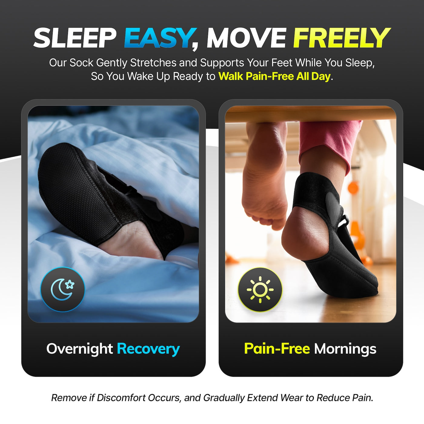 the sleeping plantar fasciitis night splint gently stretches foot for pain relief