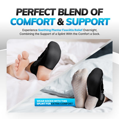 Our soft stretching boot for sleeping can be worn on right or left foot. For added comfort, wear a sock under the brace