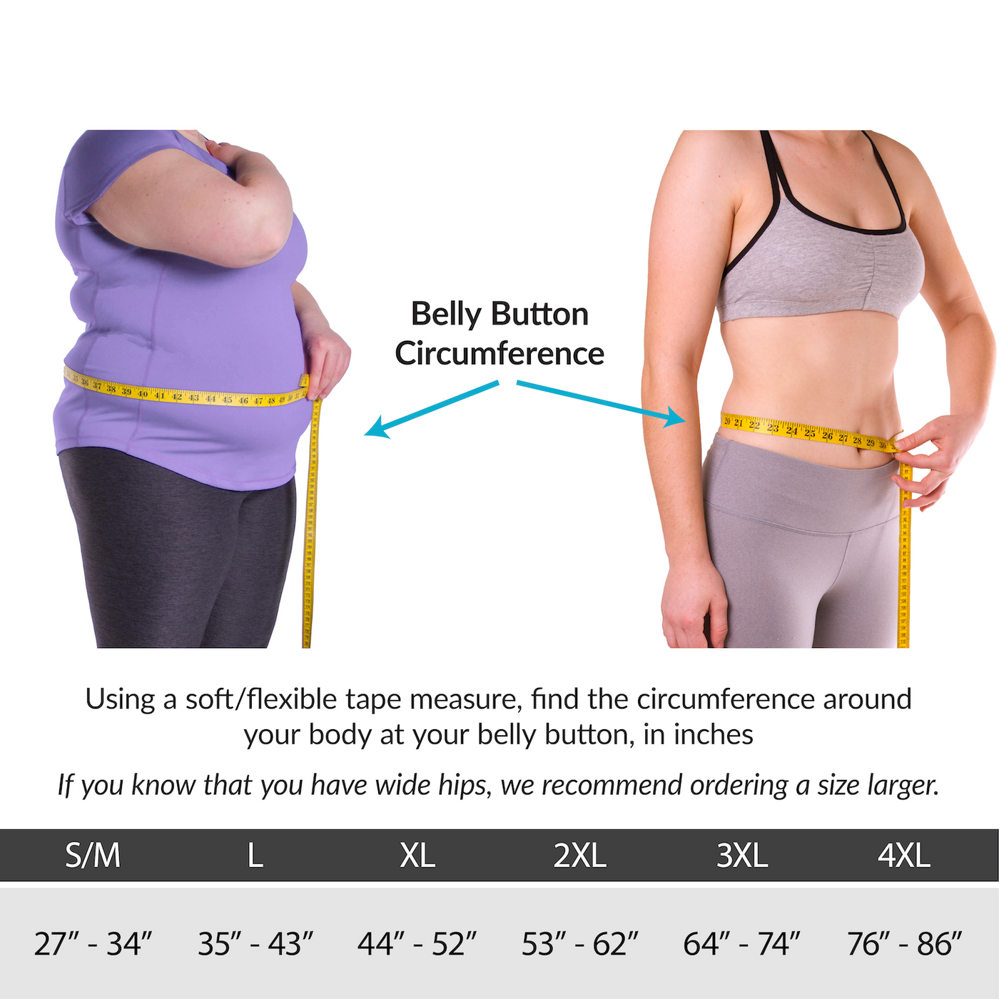 The sizing on our elastic and neoprene back pain relief brace comes in sizes small to 4xl. Sizes are based on body circumferences around where you plan to wear the brace. S/M fits 26" - 33", large fits 33"-42", x-large fits 43"-52", 2X-large fits 52"-62", 3X-large fits 63"-74" and 4XL fits 75" - 86"