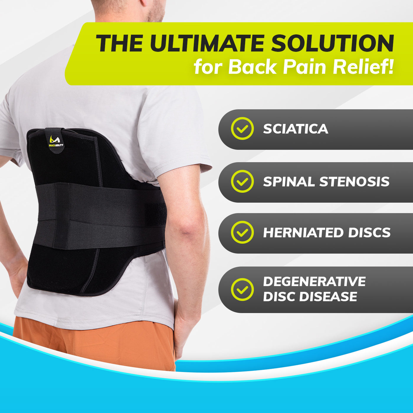 Lower Back Brace Support Belt For Sciatica, Scoliosis, Slipped