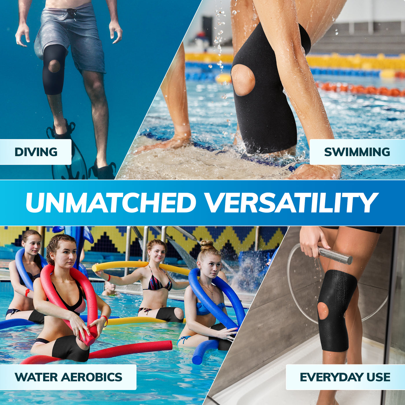 Our waterproof knee sleeve can be used for diving, swimming, or even in the shower