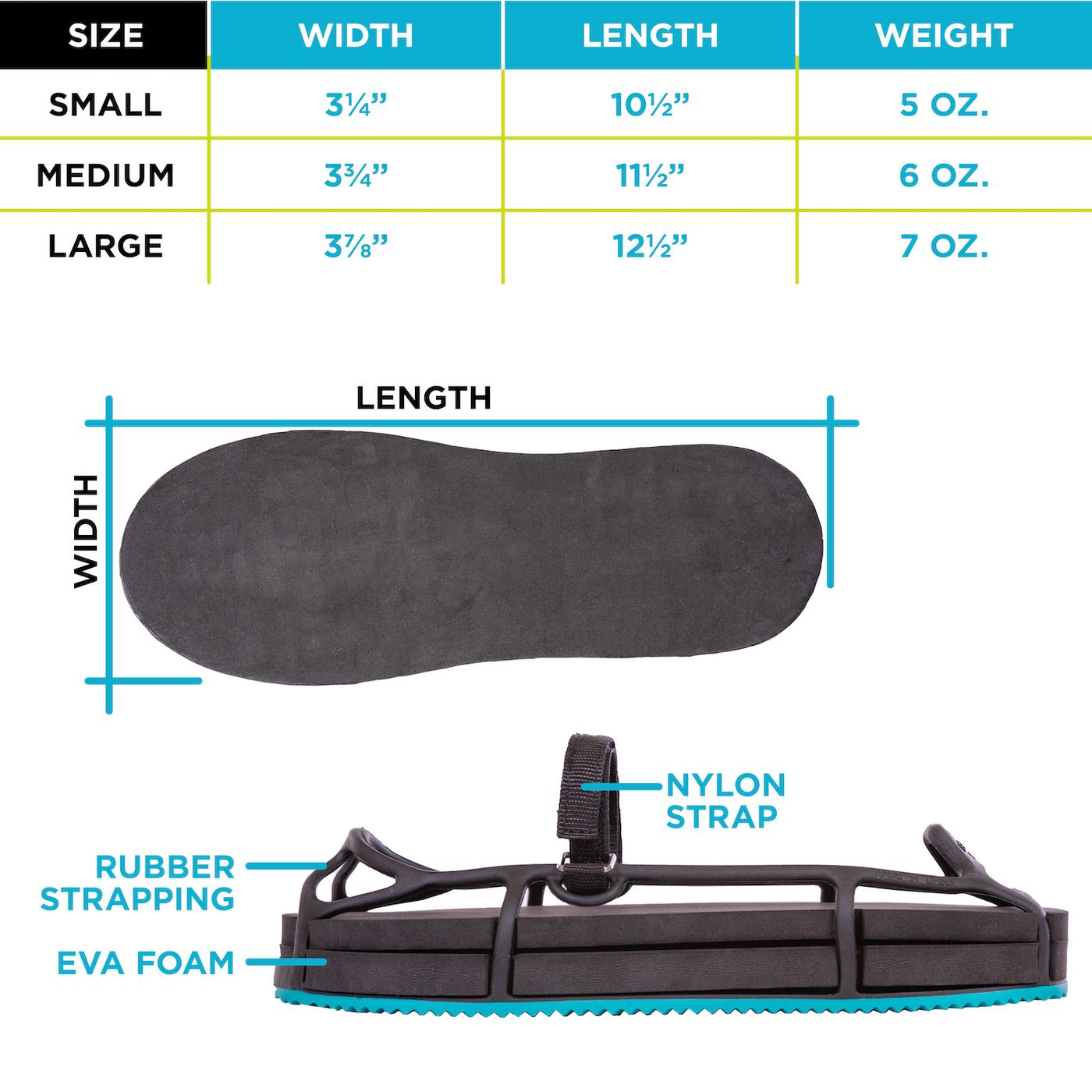 The evenup shoe lift for uneven legs has rubber strapping and a nylon strap