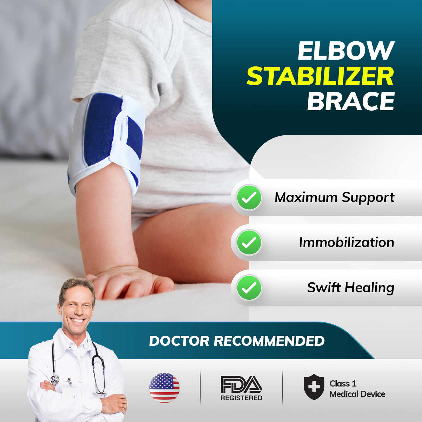 Pediatric Elbow Immobilizer Splint and Arm Restraint for Kids & Infants