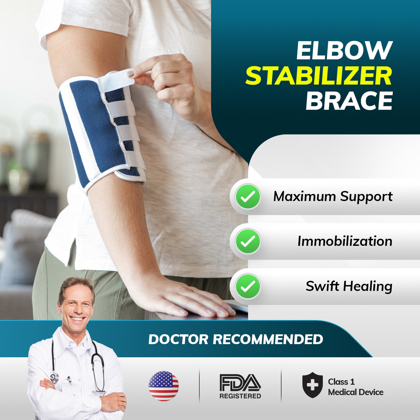 5 metal stays stabilize your elbow while still allowing arm movement