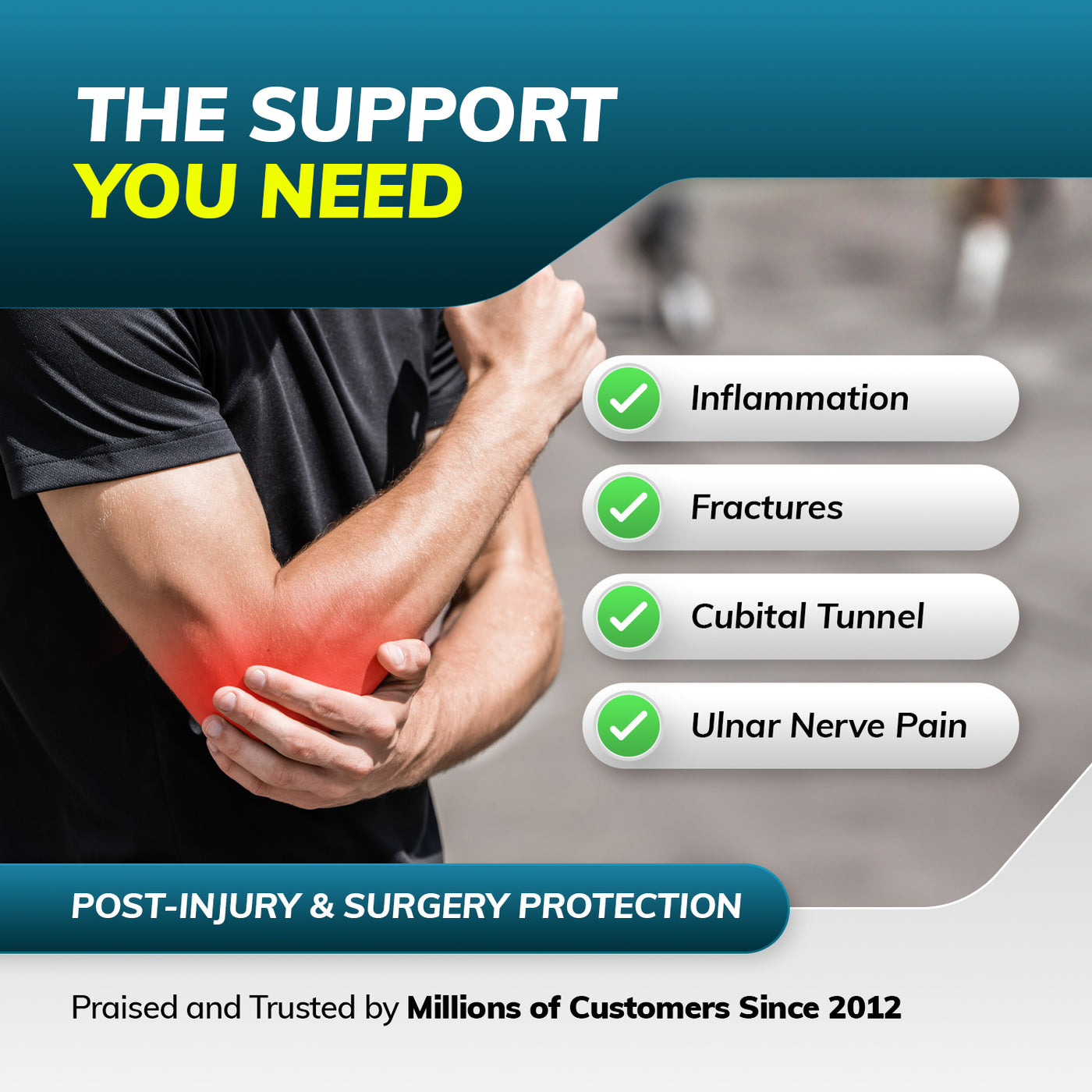 Adult elbow splint and stabilizer helps prevent elbow flexion (bending) while sleeping