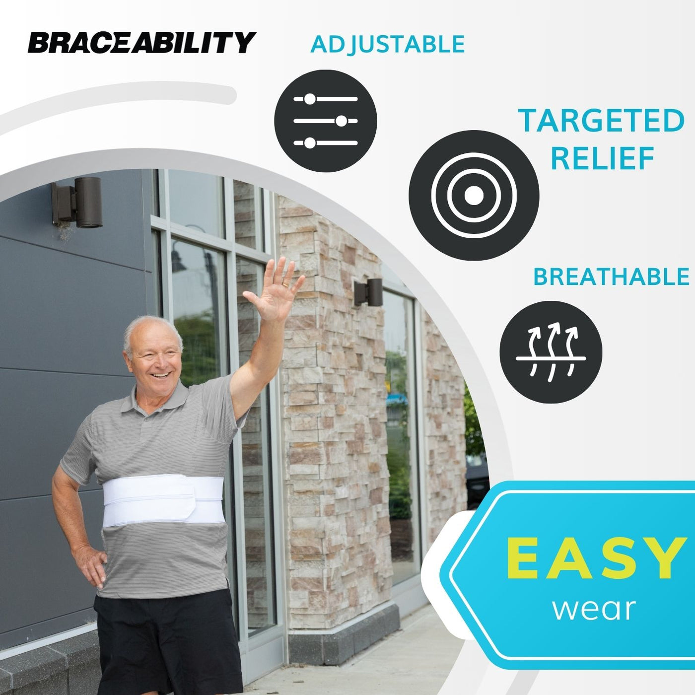 BraceAbility Broken Rib Brace, Elastic Chest Wrap Belt for Universal Male