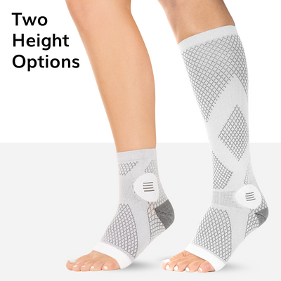 the neuropathy compression socks come in two different height options