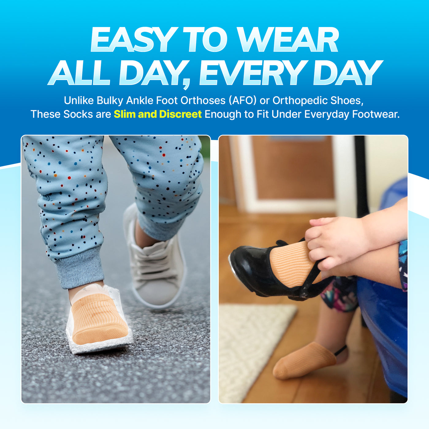 wear the BraceAbility toe walking braces inside shoes