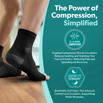 ankle compression sleeve with targeted 20-30 mmhg compression around the foot and ankle