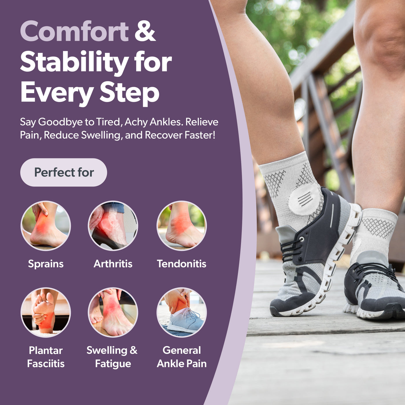 ankle pain relief socks for sprains, arthritis, and tendonitis