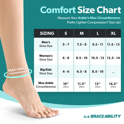 comfort ankle sock sizing chart