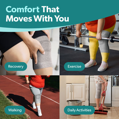 Experience comfort that moves with you during knee recovery with our plus size exercise knee brace