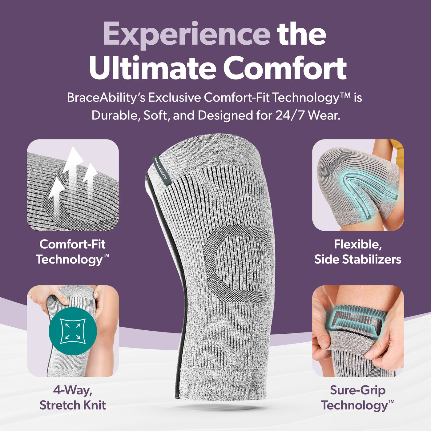 experience the ultimate comfort with the 12 inch braceability comfort-fit knee sleeve