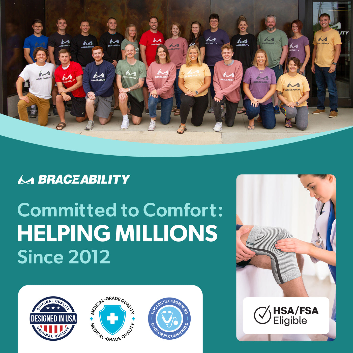 The braceability team is committed to comfort helping millions of people walk without knee pain again