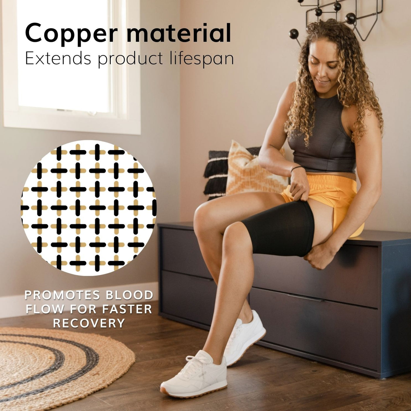Thigh Compression Recovery Sleeve by COPPER HEAL - Recover from Sore Pulled  Hamstring and Groin Strain Pain Sprains Tendinitis Injury Quadriceps Muscle  Tear 