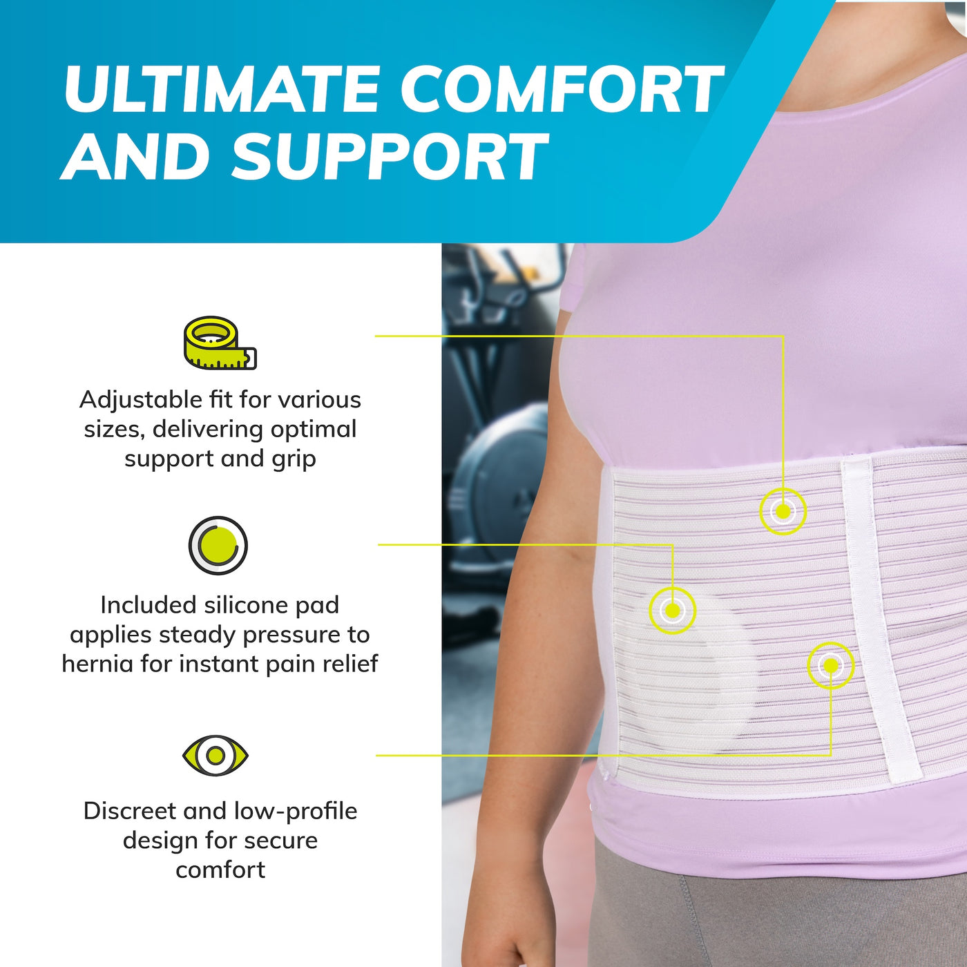 UMBILICAL HERNIA BELT FOR MEN AND WOMEN ABDOMINAL SUPPORT BINDER WITH  COMPRESS