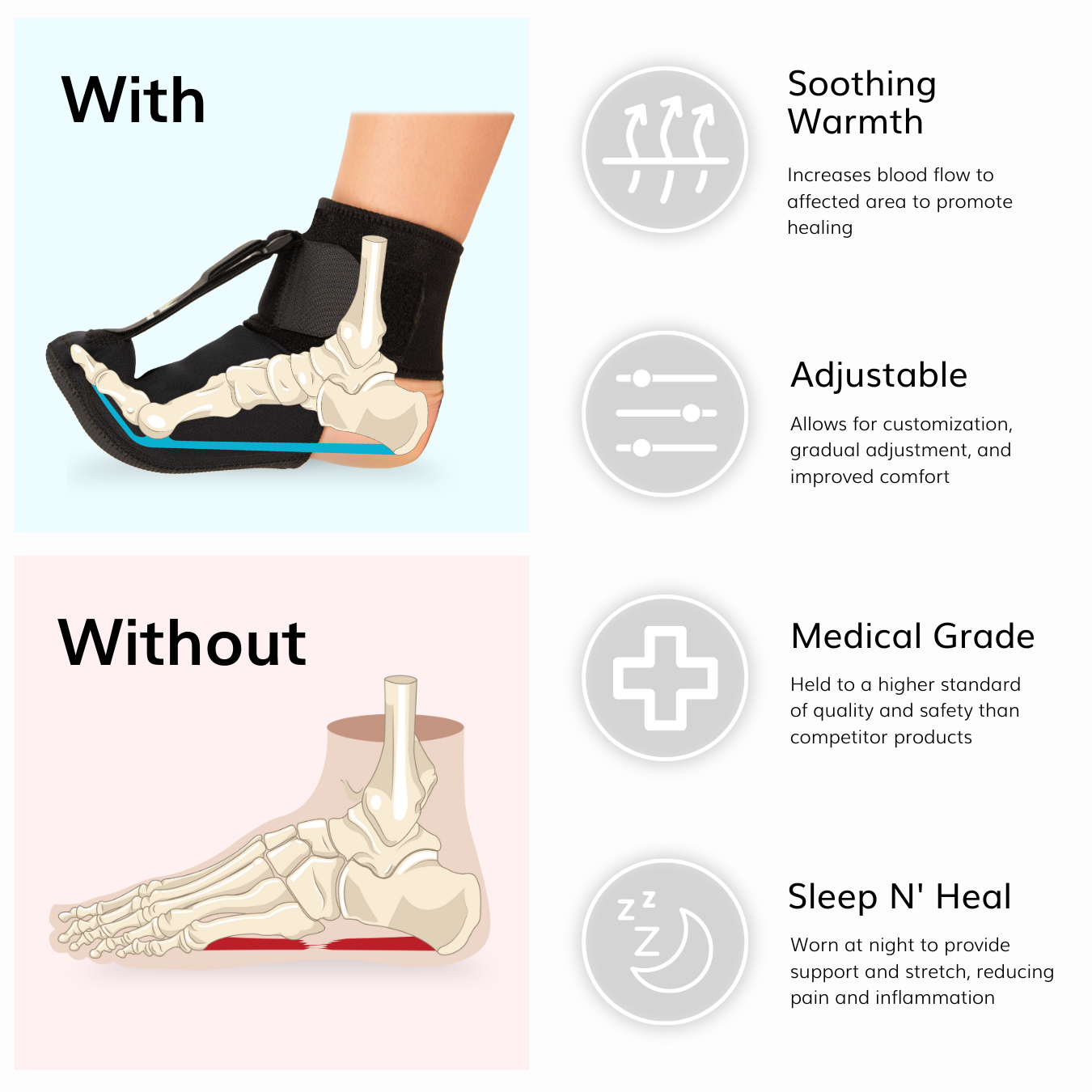 BraceAbility Plantar Fasciitis Night Sock  Soft Stretching Boot Splint for  Sleeping, Achilles Tendonitis Foot Support