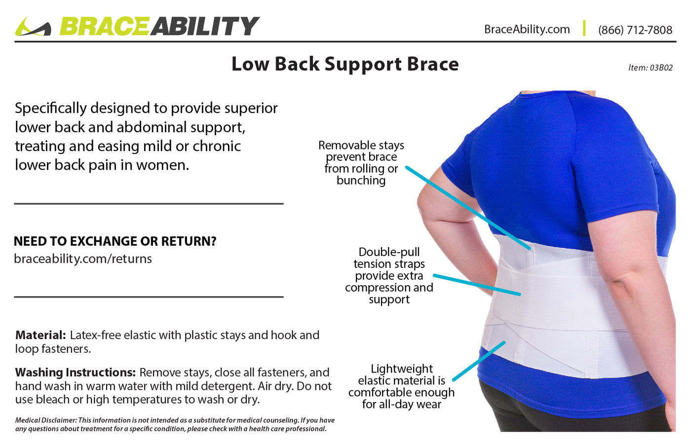BraceAbility One One Size Bariatric Back/abdomen - Obesity Belt 42”-40”  White.