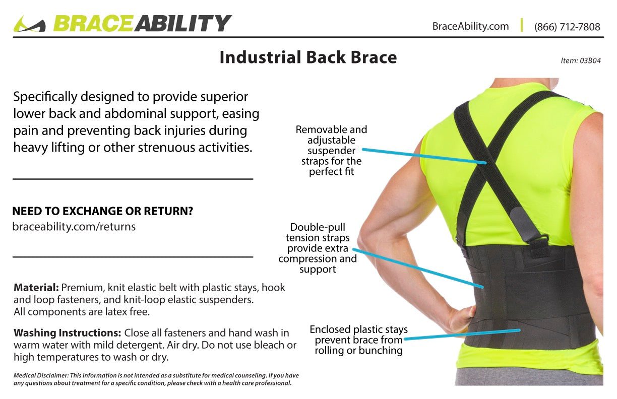 Back Brace For Work Heavy Lifting Support Belt With Shoulder Straps For  Industrial Construction And Warehouse Workers