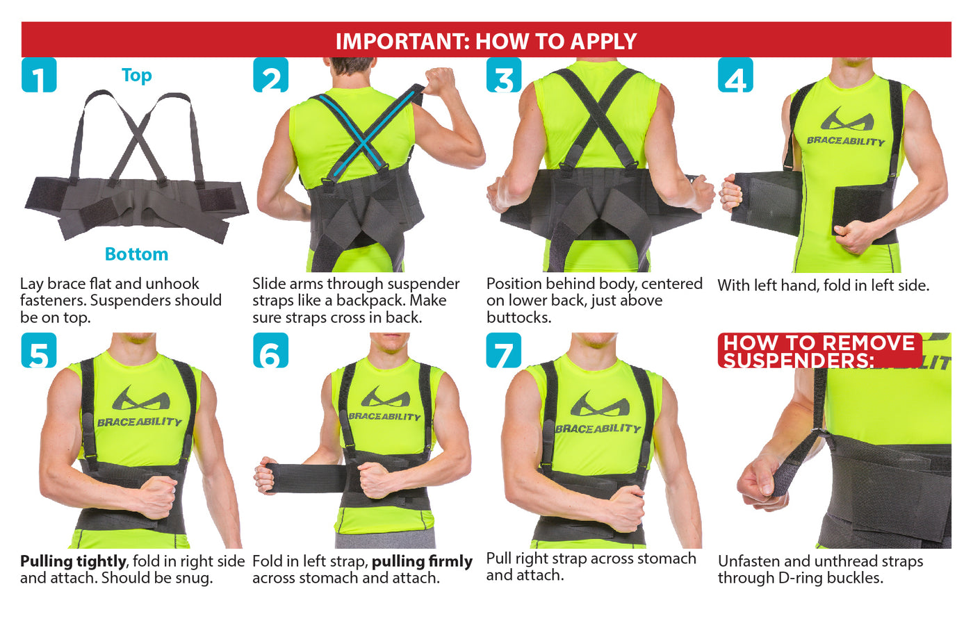Industrial Work Back Brace, Removable Suspender Straps for Heavy Lifting  Safety