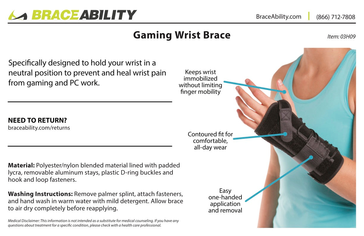 Gaming Wrist Brace  Video Gamers Carpal Tunnel Pain & RSI Support
