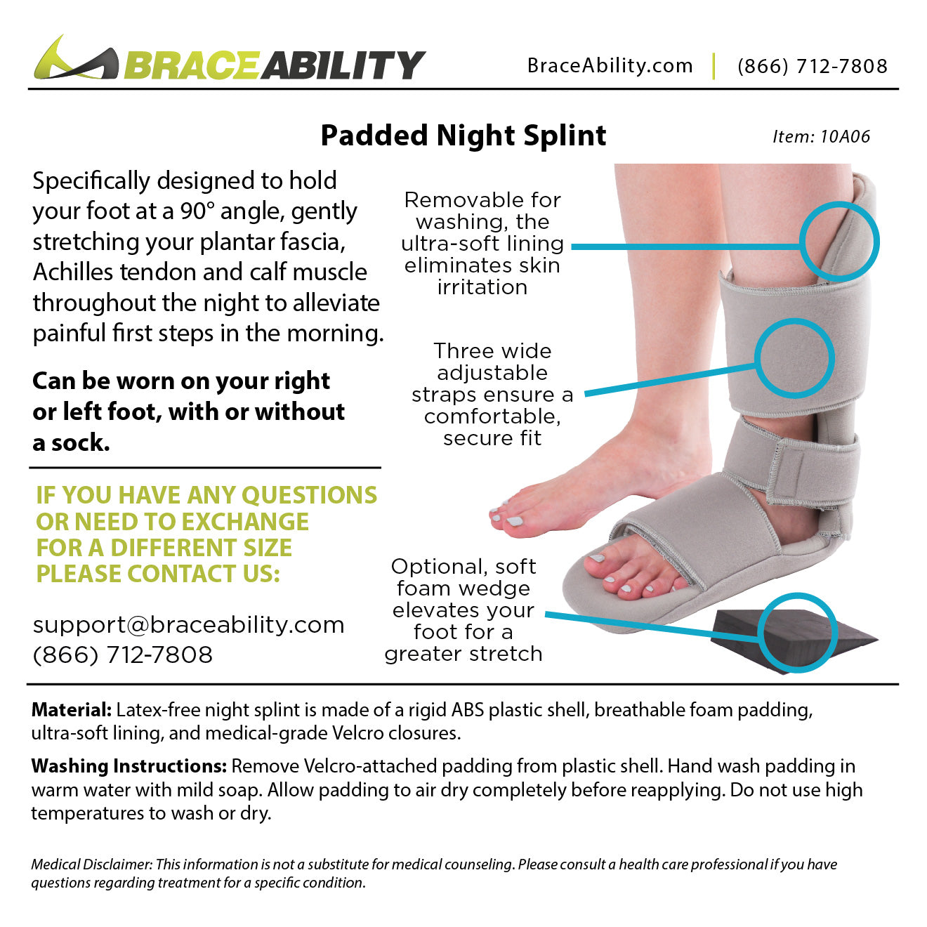 BraceAbility Sleeping Stretch Boot | Plantar Fasciitis Night Foot Splint  and Adjustable Achilles Tendonitis Brace for Fascia Tendon and Calf