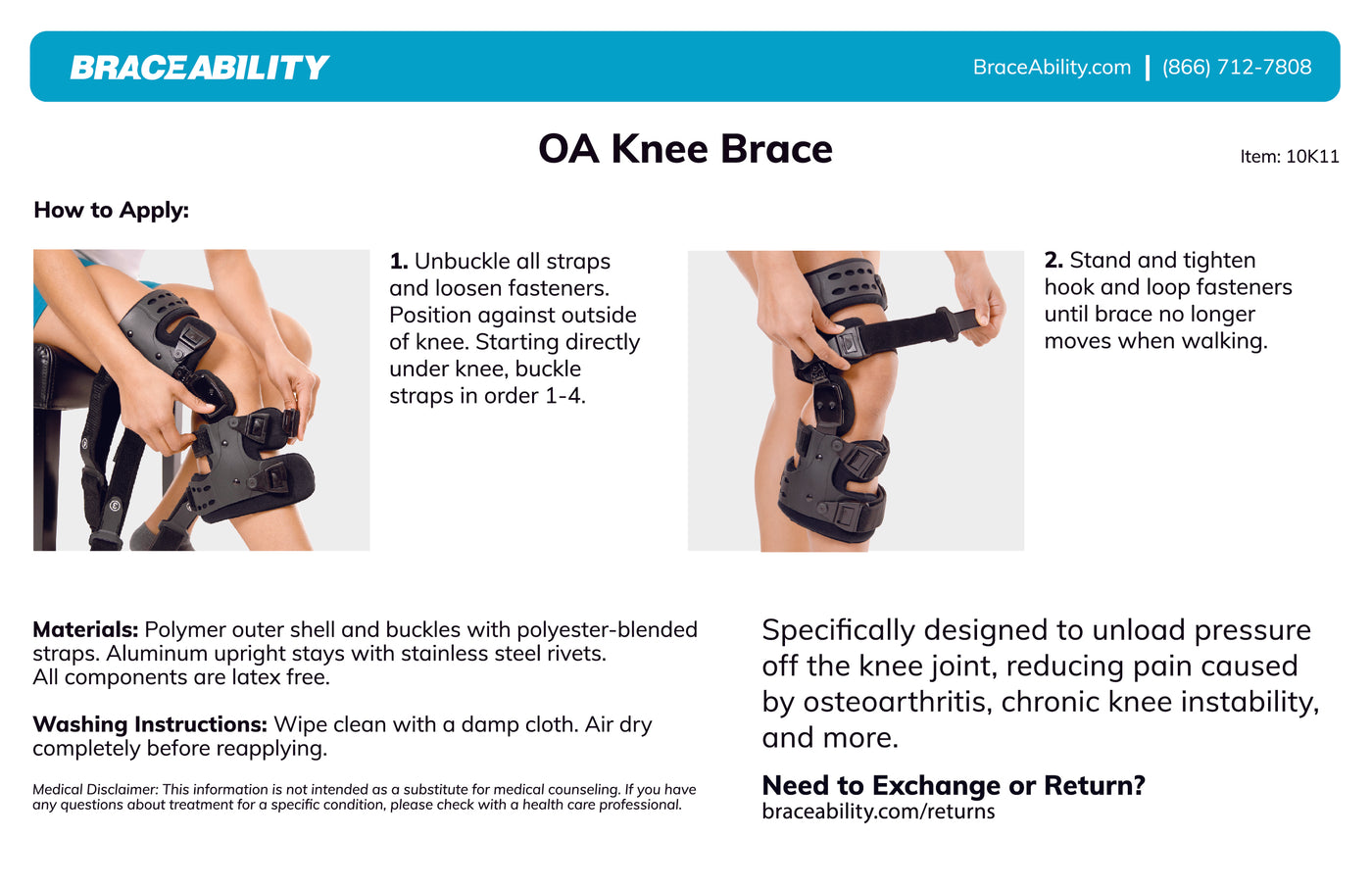 Unloader Knee Brace, Osteoarthritis of the Bone on Bone Support, Rheumatoid Arthritis Joint Pain and Degeneration