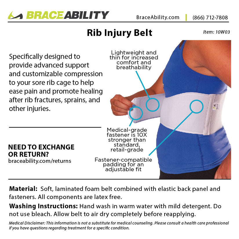 BraceAbility Rib Injury Binder Belt - Universal Broken Rib  Brace for Women, Fractured, Cracked Ribs, Rib Cage Compression Wrap for  Bruised Ribs Support, Sternum Injury Recovery (Fits 36”-58”) : Health &  Household