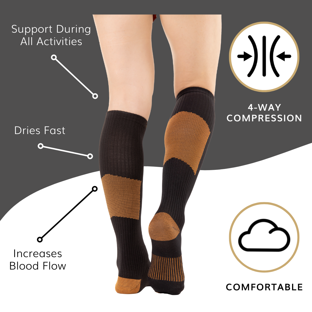 Miracle Copper Unisex Anti-Fatigue Compression Socks White S/M
