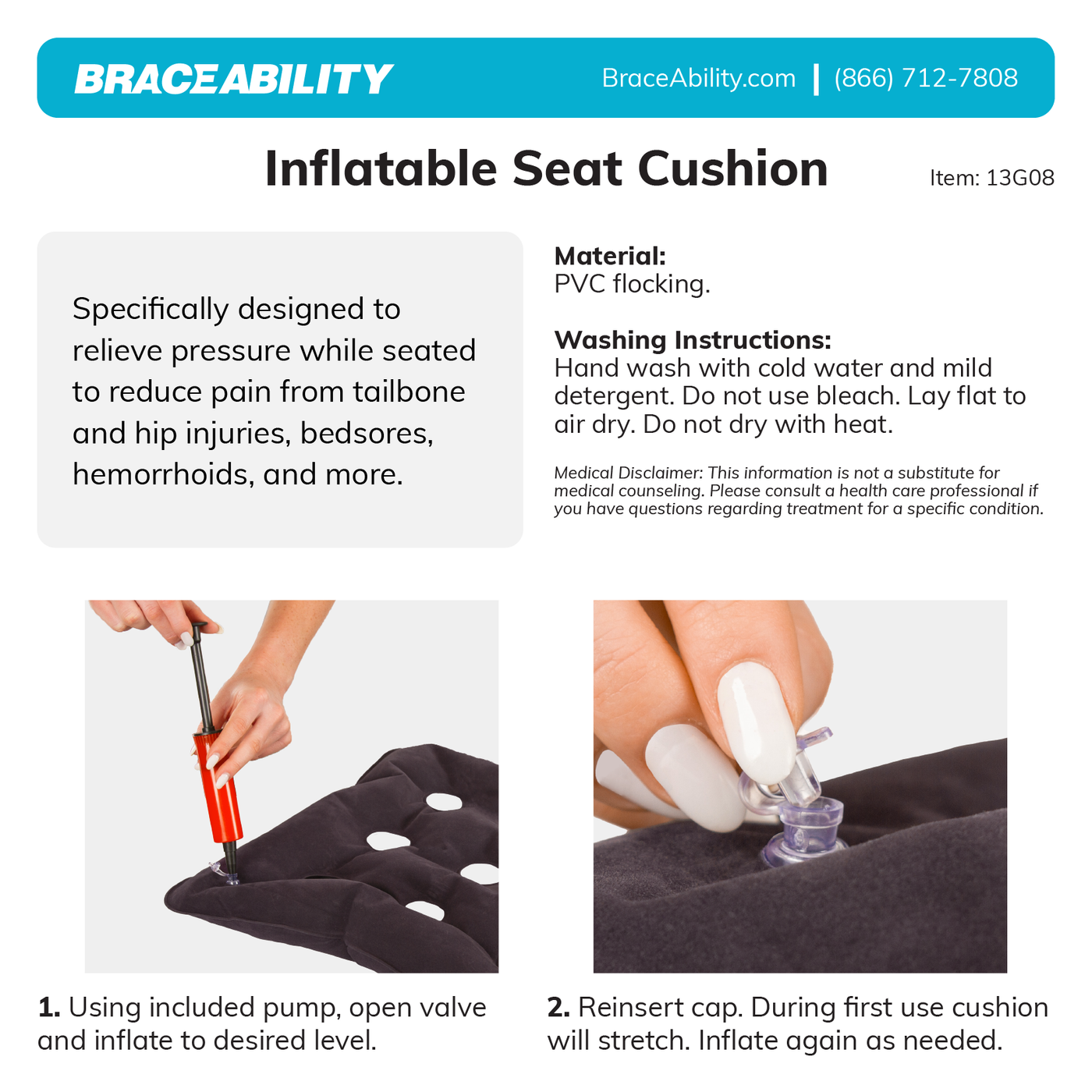 Pressure Sore Waffle Air Inflatable Seat Cushion, Medical Seat