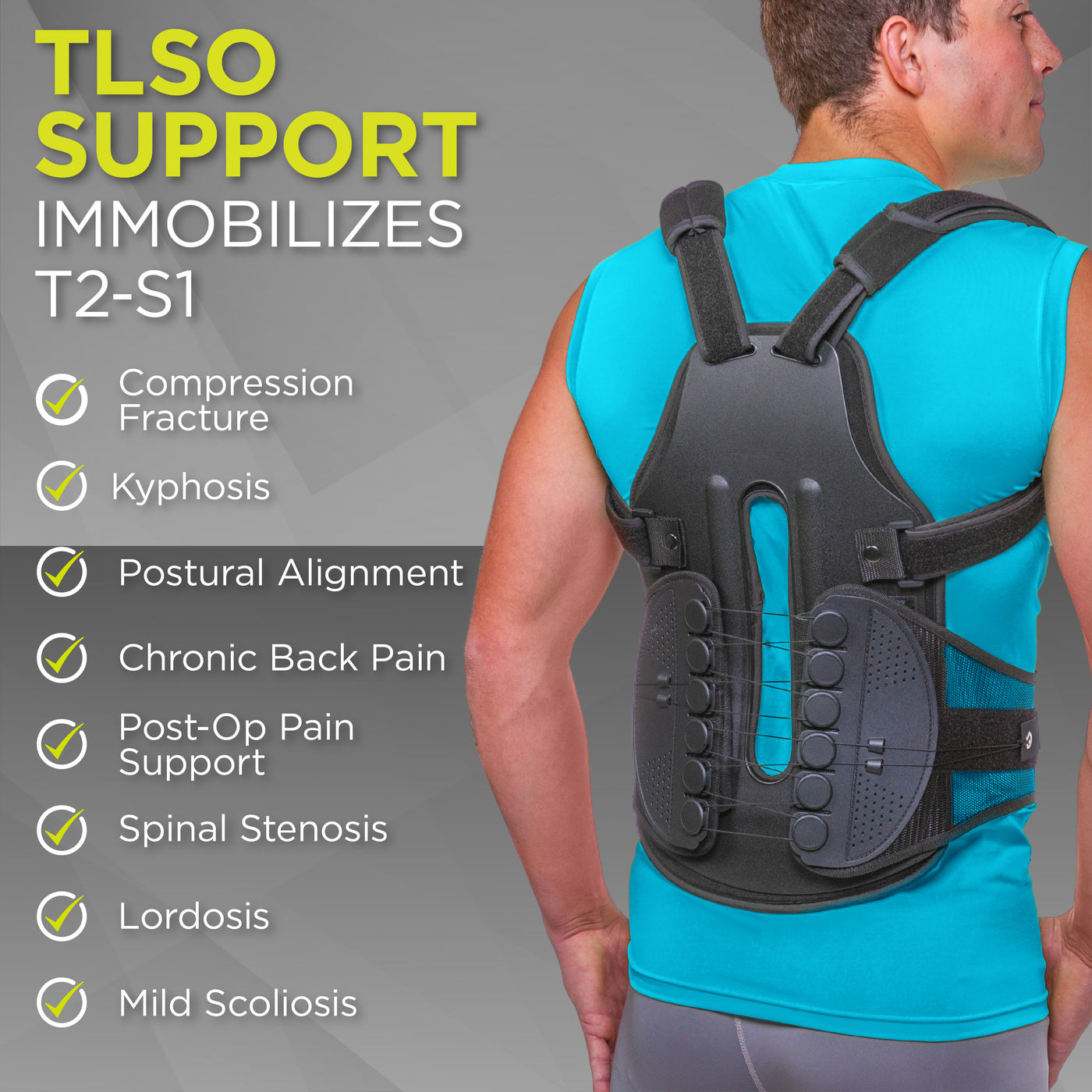 TLSO Riged Clamshell Torso Back Brace Support Adjustable LSO